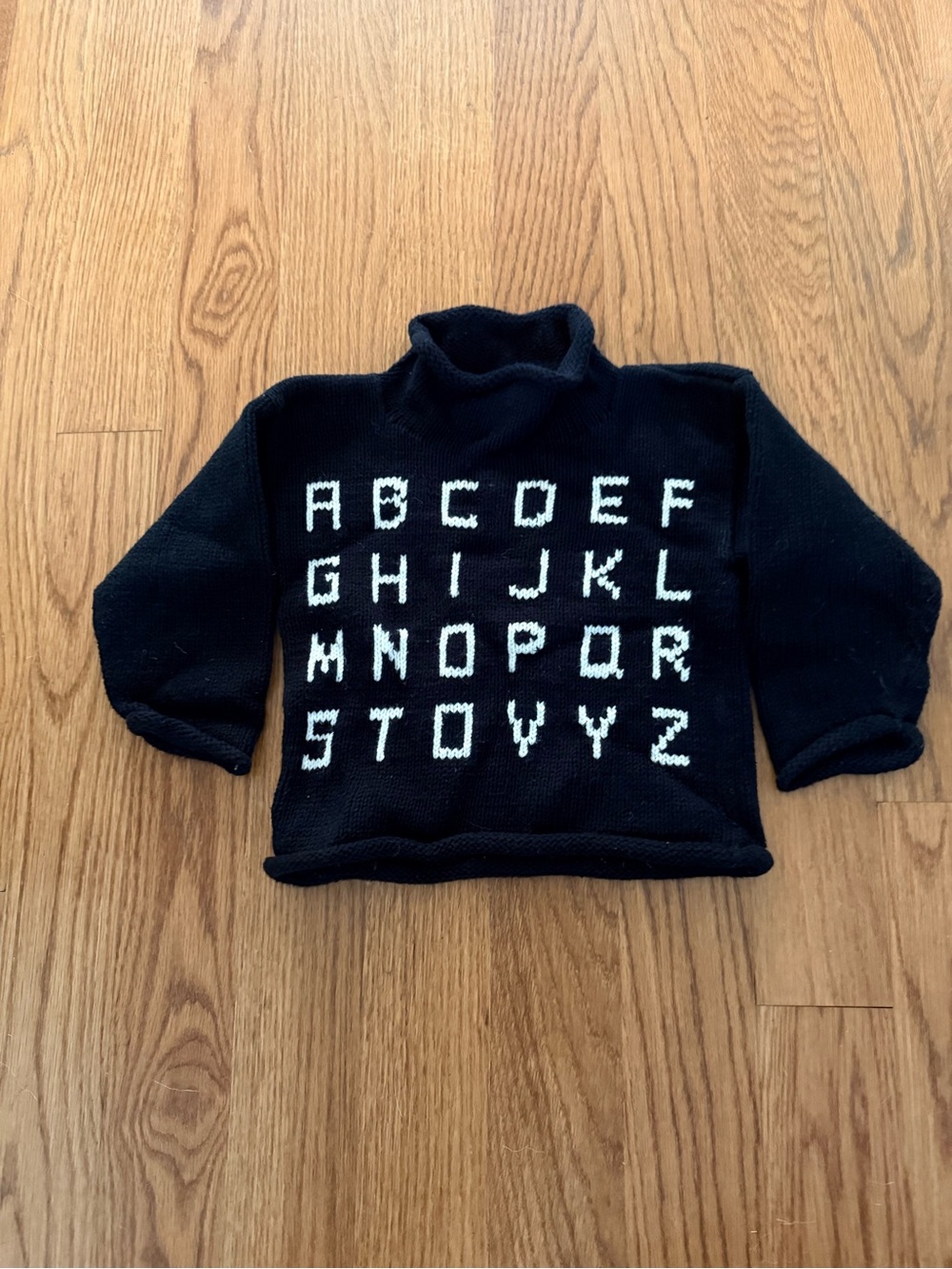 Kids Black Alphabet Knit  Sweater